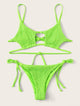 Women Smocked String Bikini Swimwear Women Bralette Swimsuit Low Waist Spaghetti Straps Shirred Tie Side Biquni Bathing Suit