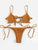 Women Smocked String Bikini Swimwear Women Bralette Swimsuit Low Waist Spaghetti Straps Shirred Tie Side Biquni Bathing Suit