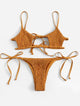 Women Smocked String Bikini Swimwear Women Bralette Swimsuit Low Waist Spaghetti Straps Shirred Tie Side Biquni Bathing Suit