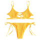 Women Smocked String Bikini Swimwear Women Bralette Swimsuit Low Waist Spaghetti Straps Shirred Tie Side Biquni Bathing Suit