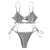 Women Smocked String Bikini Swimwear Women Bralette Swimsuit Low Waist Spaghetti Straps Shirred Tie Side Biquni Bathing Suit