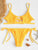 Women Smocked String Bikini Swimwear Women Bralette Swimsuit Low Waist Spaghetti Straps Shirred Tie Side Biquni Bathing Suit