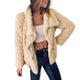 Women Solid long sleeve coat Fleece Faux Fur Cardigans Winter Autumn Hoodies Outwear Female Loose Jacket Windbreaker WS&&D