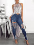 Women Summer Leisure Leopard Halter Backless Asymmetrical Sleeveless Blouse Snakeskin Print Backless Dip Hem Casual Top