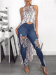 Women Summer Leisure Leopard Halter Backless Asymmetrical Sleeveless Blouse Snakeskin Print Backless Dip Hem Casual Top