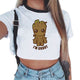 Women T-shirt Cute Bady Groot Printed Sexy Crop Top Tops Tshirt Tee Funny Fashion Vogue Cartoon T Shirt Harajuku Cropped Tumblr