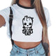 Women T-shirt Cute Bady Groot Printed Sexy Crop Top Tops Tshirt Tee Funny Fashion Vogue Cartoon T Shirt Harajuku Cropped Tumblr
