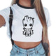 Women T-shirt Cute Bady Groot Printed Sexy Crop Top Tops Tshirt Tee Funny Fashion Vogue Cartoon T Shirt Harajuku Cropped Tumblr