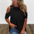 Women Tops Clothes Fashion Cross Off-the-shoulder Shirt Casual Round Neck Short Sleeve Blouse Solid Color