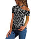 Women Tops Ladies Shirts Party Summer Printed Sexy Fashion Short Sleeves Blouse Off Shoulder Slim Leopard Shirt Female