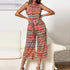 Women Wave Striped Printed Sleeveless Jumpsuit  Wide Leg Pants Romper Dungaree Bib Overalls Woman Summer Casual Loose Playsuits