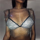 Women's Fishnet Rhinestone Crop Top 2019 Summer Sexy Mesh High Elastic Black White Shirt Net See Through Rave Diamond Tank Top