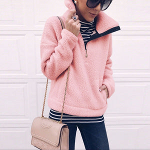 Women's Jackets Winter Coat Women Pullover Ladies Warm Jumper Zipper Solid Fleece Faux Fur Coat Hoodie Outwear Femme 2018 WS&&D