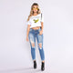 Women`s New Style Fashion Blue Low Skinny Distressed Washed Stretch Denim Jeans For Women Ripped Pants