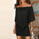 Women sexy off shoulder slash neck ruffle cape bodycon mini dress Purple red black summer dress Ladies night club party dresses