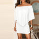 Women sexy off shoulder slash neck ruffle cape bodycon mini dress Purple red black summer dress Ladies night club party dresses
