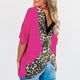 Womens Back Lace Leopard T Shirt Ladies Summer Casual Short Sleeve Crew Neck Tops Black Rose White Casual Street Party T Shirt
