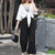 Womens High Waist Pleated Wide Leg Pants Ladies Summer Elastic Waist Casual Palazzo Trousers Multicolor One Size Long Pants