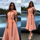 Yellow pink red green orange blue women short sleeve button down slit long shirt dress with sashes Ladies autumn cape dress