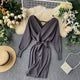 YuooMuoo Autumn Winter Women Knitted Sweater Dress 2019 New Korean Long Batwing Sleeve V Neck Elegant Dress Ladies Bandage Dress