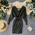 YuooMuoo Autumn Winter Women Knitted Sweater Dress 2019 New Korean Long Batwing Sleeve V Neck Elegant Dress Ladies Bandage Dress