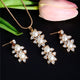 AlphaGal  Elegant Simulated Pearl Bridal Jewelry Sets Wedding Jewelry Leaf Crystal Gold  Silver Plated Necklaces Earrings Sets