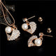 AlphaGal  Elegant Simulated Pearl Bridal Jewelry Sets Wedding Jewelry Leaf Crystal Gold  Silver Plated Necklaces Earrings Sets