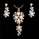 AlphaGal  Elegant Simulated Pearl Bridal Jewelry Sets Wedding Jewelry Leaf Crystal Gold  Silver Plated Necklaces Earrings Sets