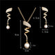 AlphaGal  Elegant Simulated Pearl Bridal Jewelry Sets Wedding Jewelry Leaf Crystal Gold  Silver Plated Necklaces Earrings Sets