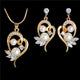 AlphaGal  Elegant Simulated Pearl Bridal Jewelry Sets Wedding Jewelry Leaf Crystal Gold  Silver Plated Necklaces Earrings Sets