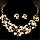 AlphaGal  Elegant Simulated Pearl Bridal Jewelry Sets Wedding Jewelry Leaf Crystal Gold  Silver Plated Necklaces Earrings Sets