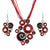 AlphaGal Geometry Circle Pendant Necklace Earring Sets Multilayer Leather Necklace Earrings Wholesale Wedding Costume Jewelry Set