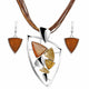 AlphaGal Geometry Circle Pendant Necklace Earring Sets Multilayer Leather Necklace Earrings Wholesale Wedding Costume Jewelry Set