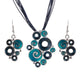 AlphaGal Geometry Circle Pendant Necklace Earring Sets Multilayer Leather Necklace Earrings Wholesale Wedding Costume Jewelry Set