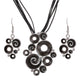 AlphaGal Geometry Circle Pendant Necklace Earring Sets Multilayer Leather Necklace Earrings Wholesale Wedding Costume Jewelry Set