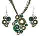 AlphaGal Geometry Circle Pendant Necklace Earring Sets Multilayer Leather Necklace Earrings Wholesale Wedding Costume Jewelry Set