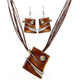 AlphaGal Geometry Circle Pendant Necklace Earring Sets Multilayer Leather Necklace Earrings Wholesale Wedding Costume Jewelry Set