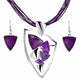 AlphaGal Geometry Circle Pendant Necklace Earring Sets Multilayer Leather Necklace Earrings Wholesale Wedding Costume Jewelry Set