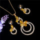 AlphaGal Golden Plated Jewelry Sets For Women Luxury Wedding Bridal Rhinestone Gem Jewelry Set Opal Cat's Eye Necklace Earrings Set