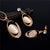 AlphaGal Golden Plated Jewelry Sets For Women Luxury Wedding Bridal Rhinestone Gem Jewelry Set Opal Cat's Eye Necklace Earrings Set