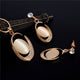 AlphaGal Golden Plated Jewelry Sets For Women Luxury Wedding Bridal Rhinestone Gem Jewelry Set Opal Cat's Eye Necklace Earrings Set