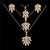 AlphaGal Golden Plated Jewelry Sets For Women Luxury Wedding Bridal Rhinestone Gem Jewelry Set Opal Cat's Eye Necklace Earrings Set