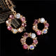 AlphaGal Golden Plated Jewelry Sets For Women Luxury Wedding Bridal Rhinestone Gem Jewelry Set Opal Cat's Eye Necklace Earrings Set