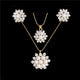 AlphaGal Golden Plated Jewelry Sets For Women Luxury Wedding Bridal Rhinestone Gem Jewelry Set Opal Cat's Eye Necklace Earrings Set