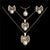 AlphaGal Golden Plated Jewelry Sets For Women Luxury Wedding Bridal Rhinestone Gem Jewelry Set Opal Cat's Eye Necklace Earrings Set