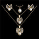 AlphaGal Golden Plated Jewelry Sets For Women Luxury Wedding Bridal Rhinestone Gem Jewelry Set Opal Cat's Eye Necklace Earrings Set