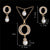 AlphaGal Golden Plated Jewelry Sets For Women Luxury Wedding Bridal Rhinestone Gem Jewelry Set Opal Cat's Eye Necklace Earrings Set