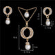 AlphaGal Golden Plated Jewelry Sets For Women Luxury Wedding Bridal Rhinestone Gem Jewelry Set Opal Cat's Eye Necklace Earrings Set