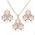AlphaGal Golden Plated Jewelry Sets For Women Luxury Wedding Bridal Rhinestone Gem Jewelry Set Opal Cat's Eye Necklace Earrings Set
