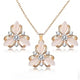 AlphaGal Golden Plated Jewelry Sets For Women Luxury Wedding Bridal Rhinestone Gem Jewelry Set Opal Cat's Eye Necklace Earrings Set